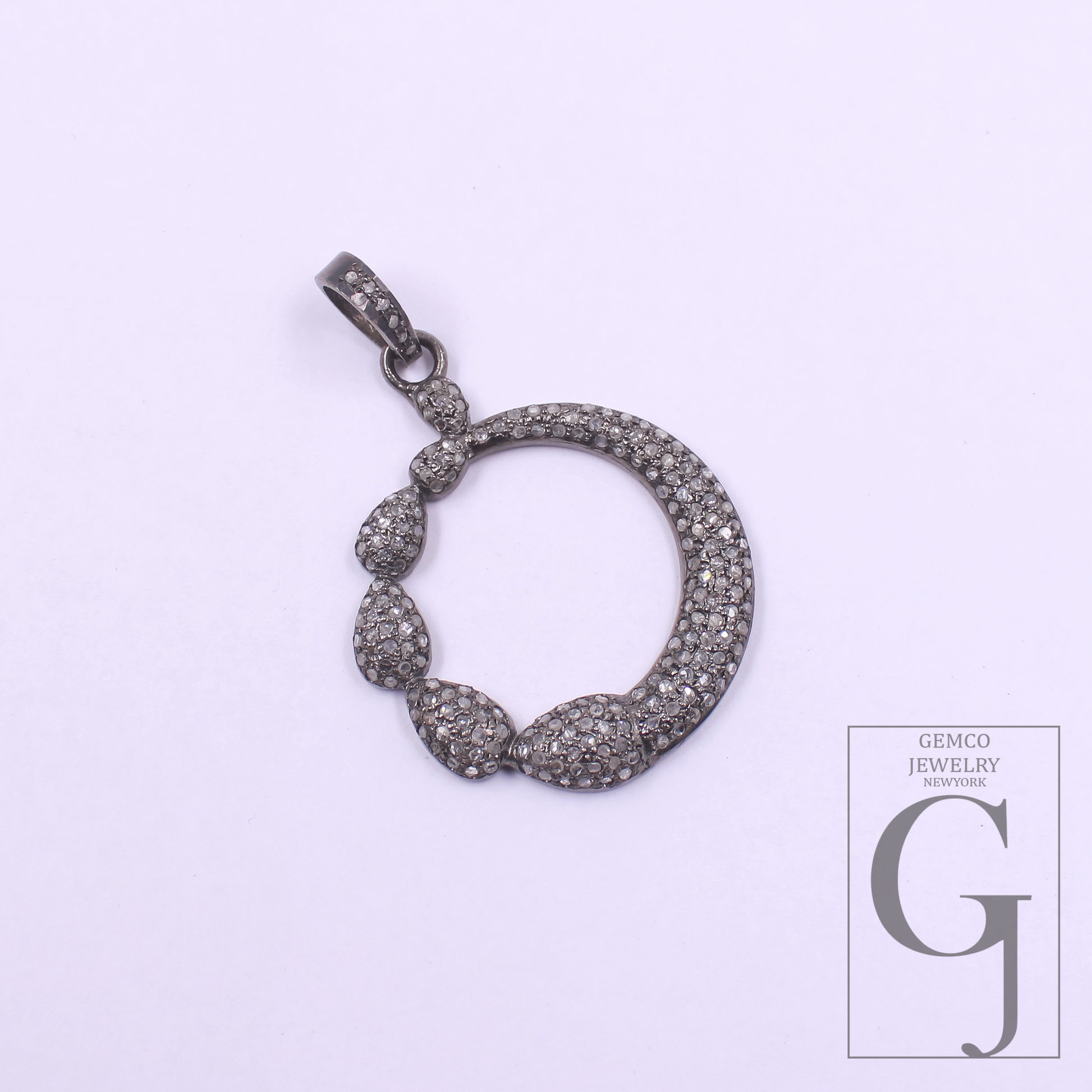 Natural Pave Diamonds Pendant In 925 Sterling Silver Handmade Finish Diamond Pendant For Everyday Wear