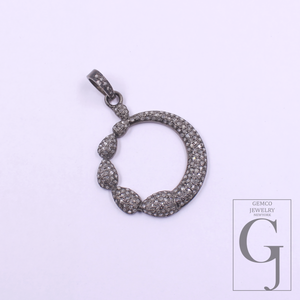 Natural Pave Diamonds Pendant In 925 Sterling Silver Handmade Finish Diamond Pendant For Everyday Wear