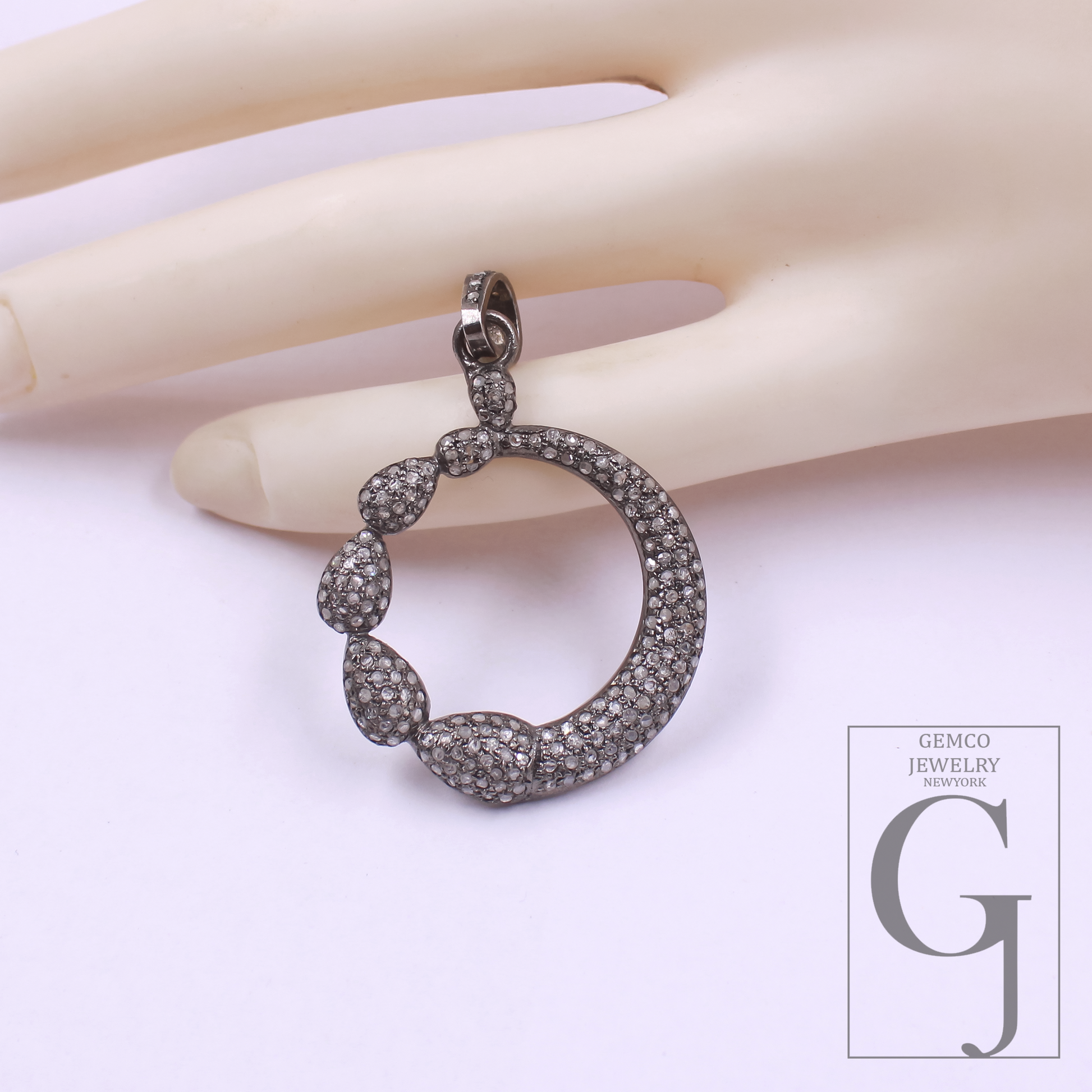 Natural Pave Diamonds Pendant In 925 Sterling Silver Handmade Finish Diamond Pendant For Everyday Wear