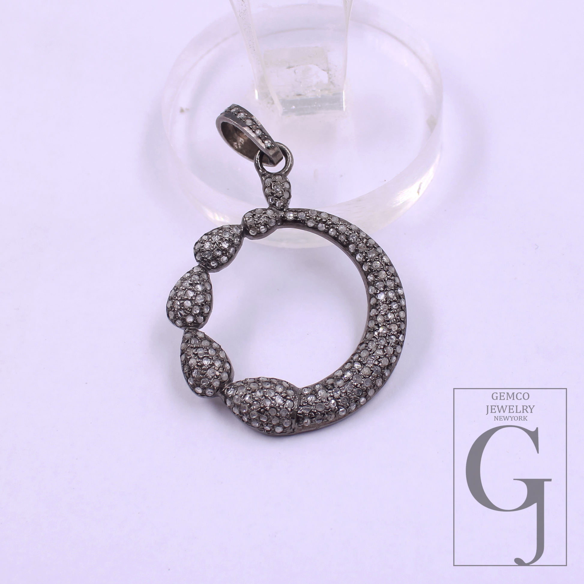 Natural Pave Diamonds Pendant In 925 Sterling Silver Handmade Finish Diamond Pendant For Everyday Wear