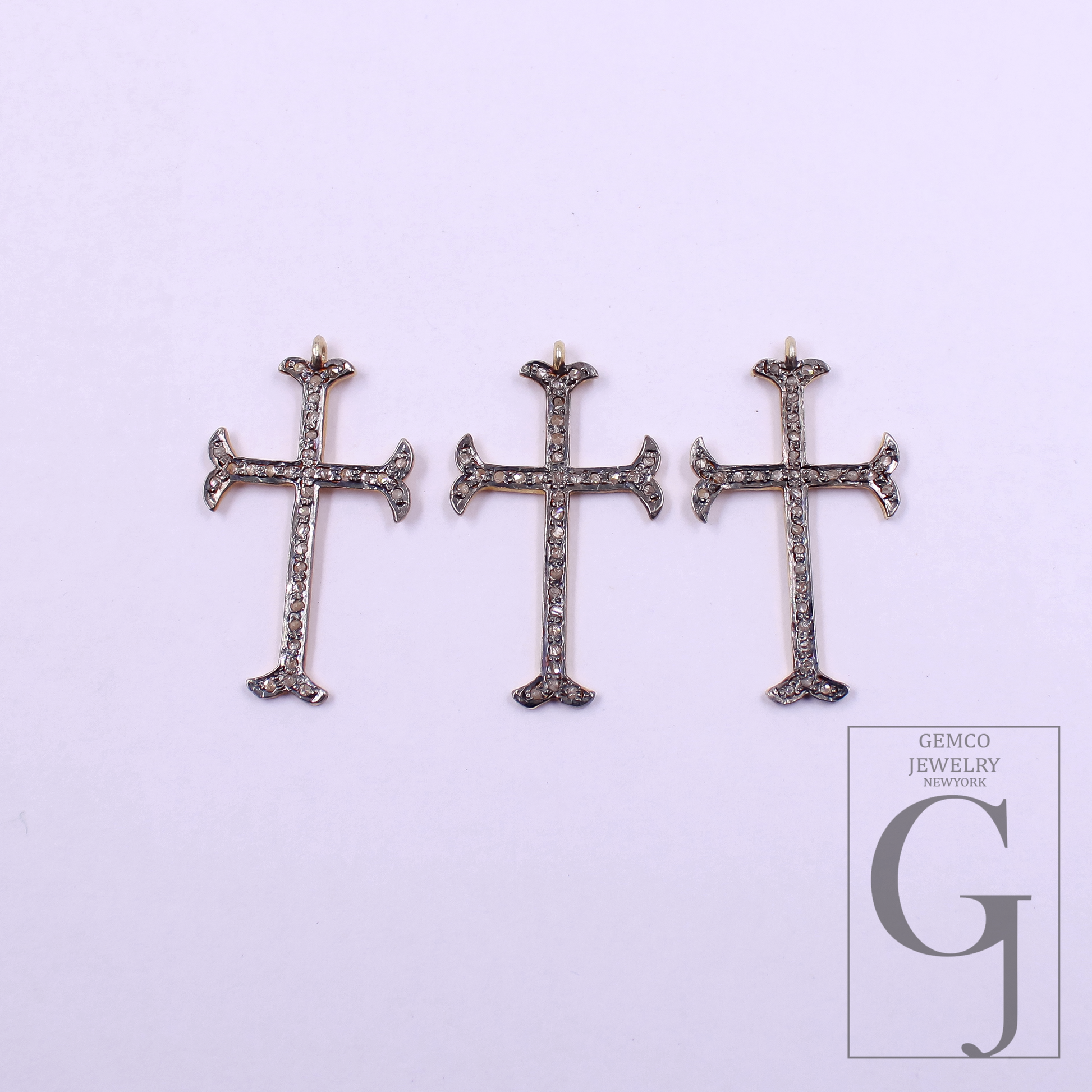 Designer Cross Pendant With Pave Diamond - Vermeil Gold 925 Sterling Silver Handmade Finish Jewelry