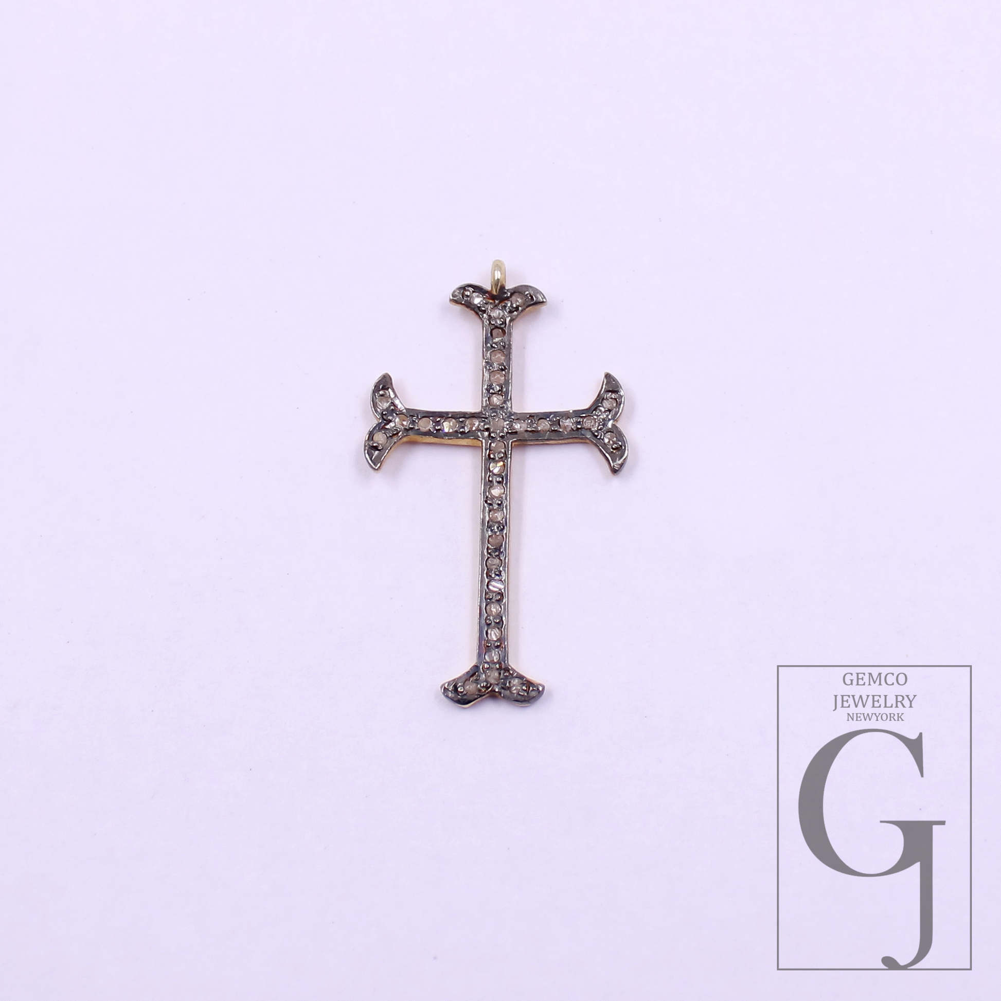 Designer Cross Pendant With Pave Diamond - Vermeil Gold 925 Sterling Silver Handmade Finish Jewelry