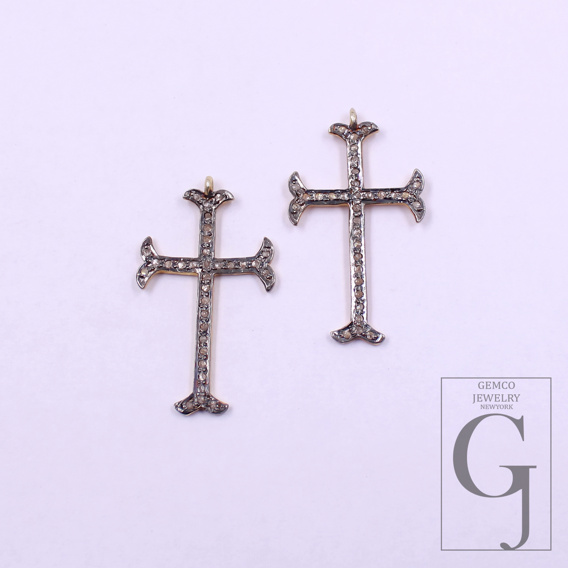 Designer Cross Pendant With Pave Diamond - Vermeil Gold 925 Sterling Silver Handmade Finish Jewelry