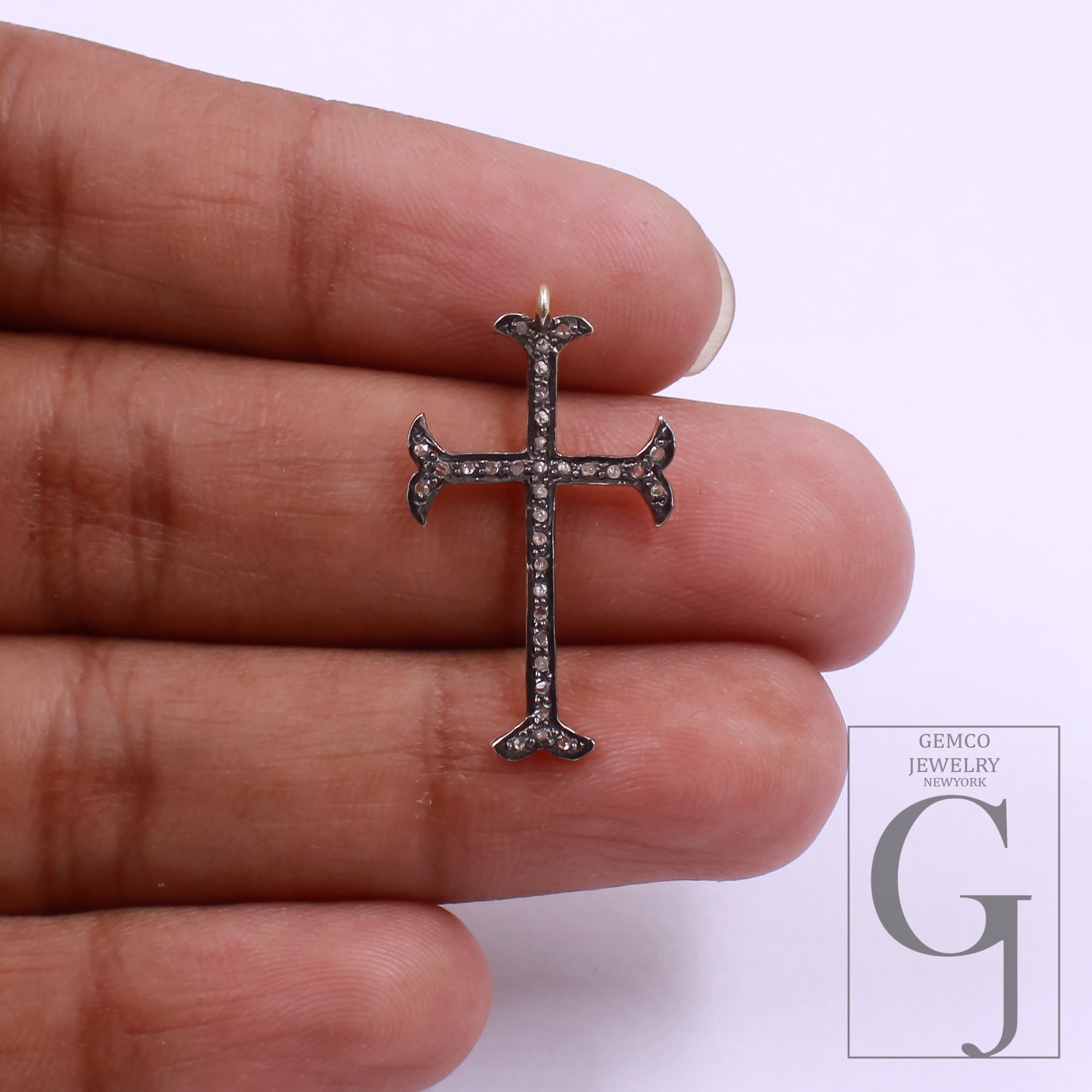 Designer Cross Pendant With Pave Diamond - Vermeil Gold 925 Sterling Silver Handmade Finish Jewelry