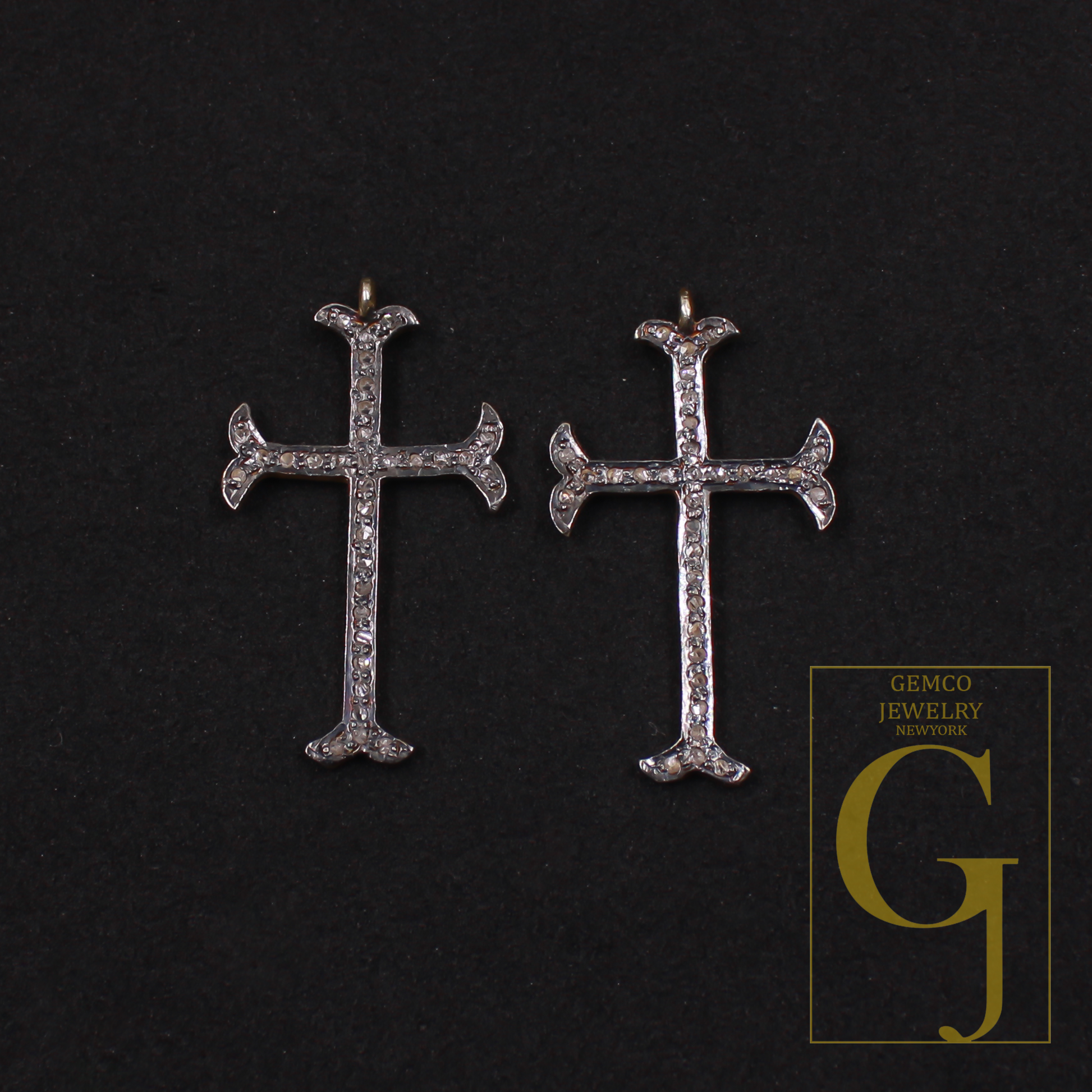 Designer Cross Pendant With Pave Diamond - Vermeil Gold 925 Sterling Silver Handmade Finish Jewelry