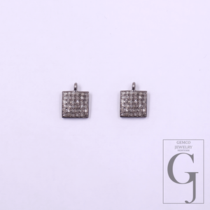 Natural Pave Diamond Pendants - 925 Sterling Silver Handmade Finish Diamond Jewelry