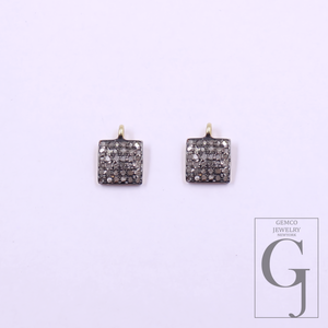 Natural Pave Diamond Pendants - 925 Sterling Silver Handmade Finish Diamond Jewelry
