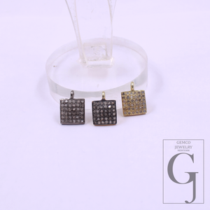 Natural Pave Diamond Pendants - 925 Sterling Silver Handmade Finish Diamond Jewelry
