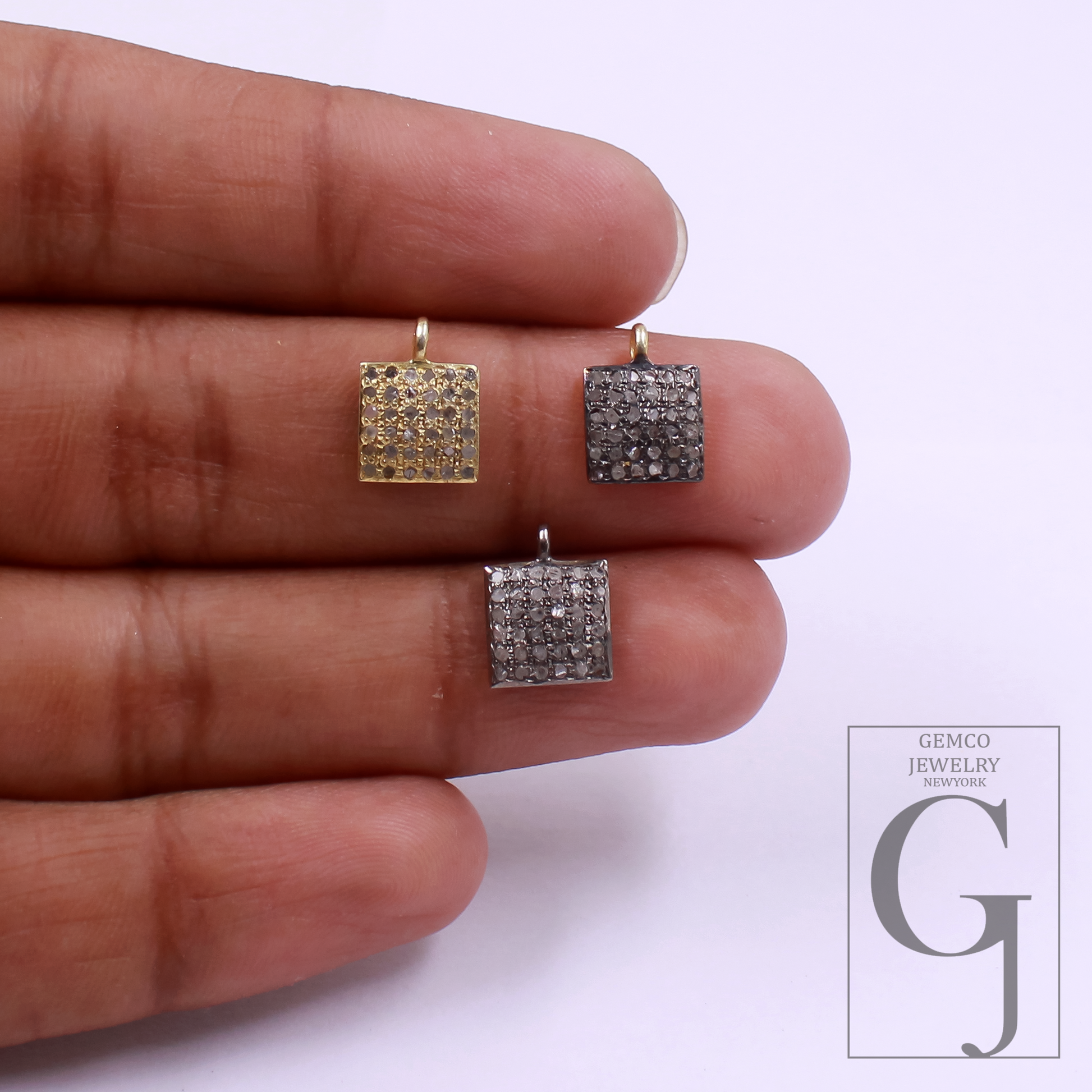 Natural Pave Diamond Pendants - 925 Sterling Silver Handmade Finish Diamond Jewelry