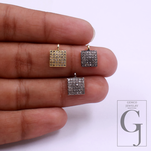 Natural Pave Diamond Pendants - 925 Sterling Silver Handmade Finish Diamond Jewelry