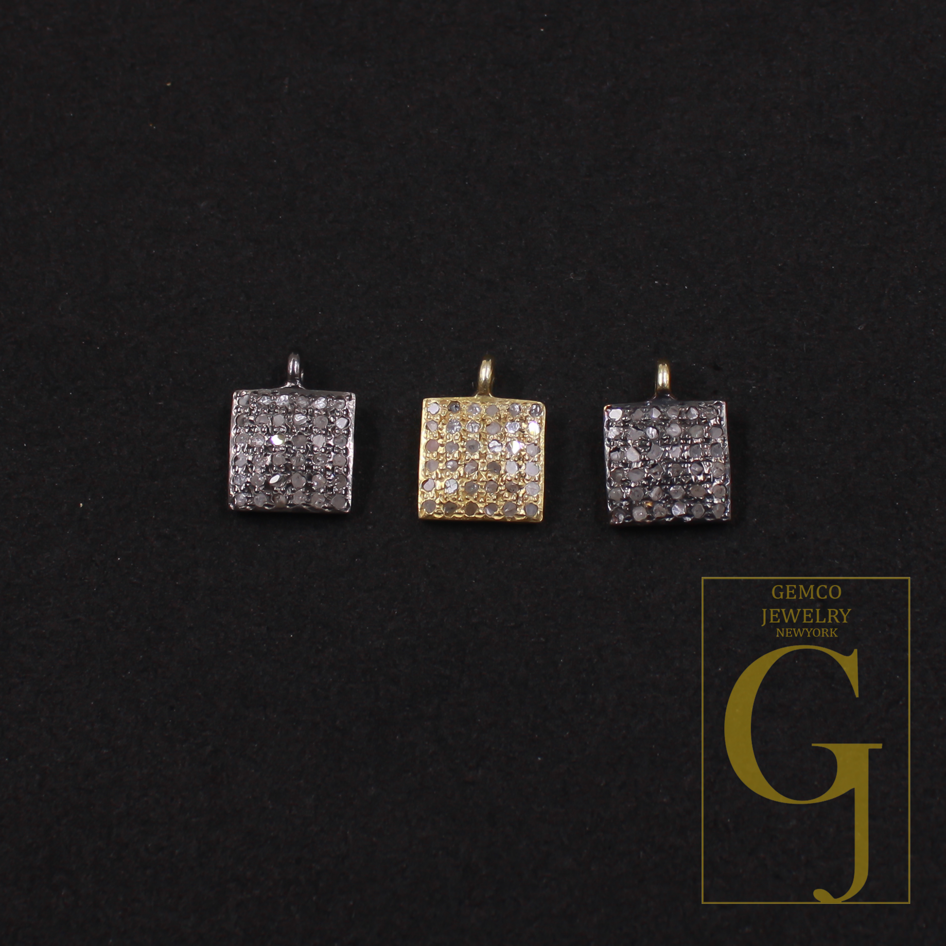 Natural Pave Diamond Pendants - 925 Sterling Silver Handmade Finish Diamond Jewelry