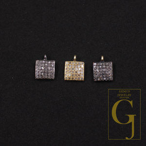 Natural Pave Diamond Pendants - 925 Sterling Silver Handmade Finish Diamond Jewelry
