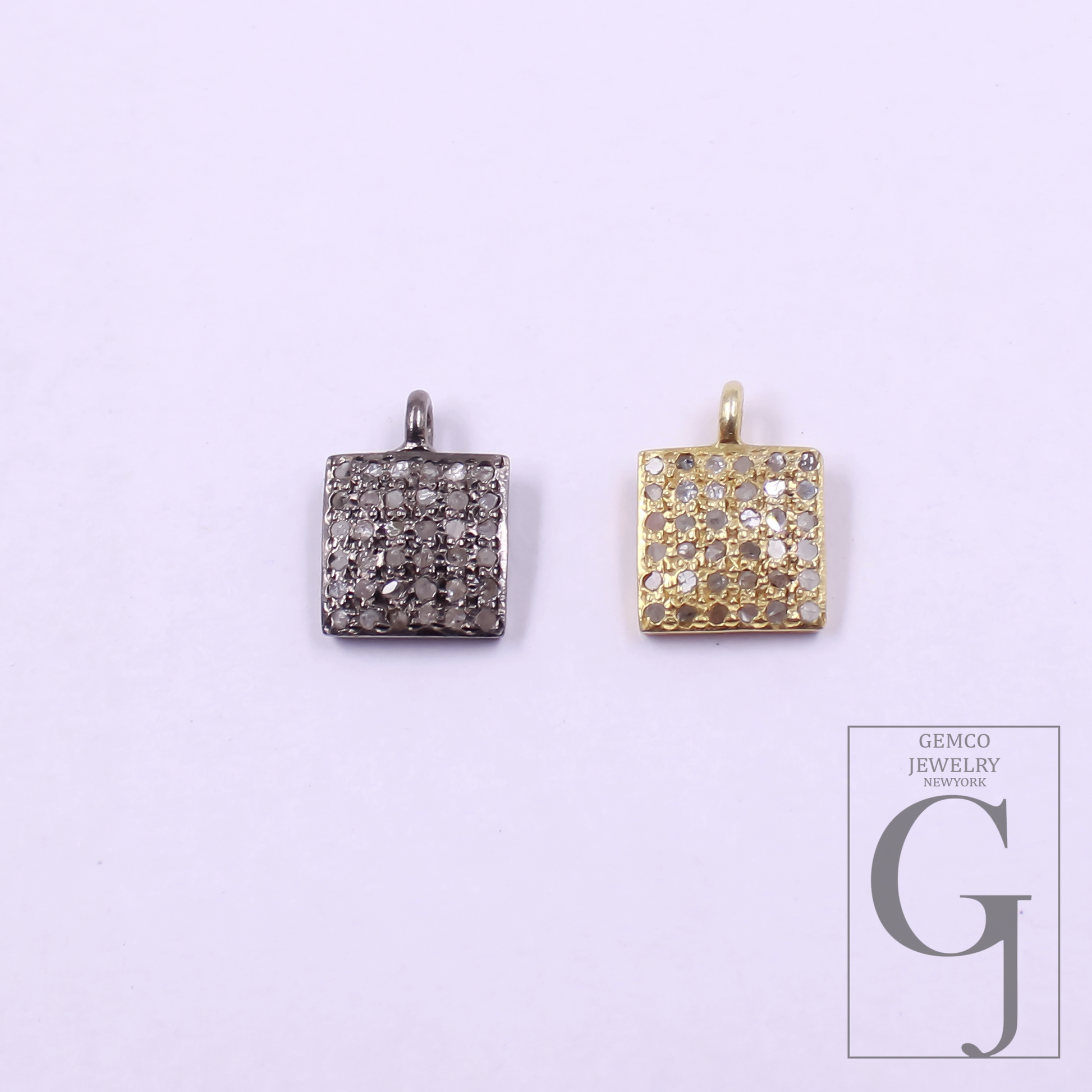 Natural Pave Diamond Pendants - 925 Sterling Silver Handmade Finish Diamond Jewelry