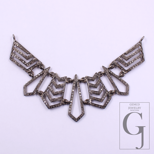 Natural Pave Diamonds Necklace Beautiful Necklace In 925 Sterling Silver Handmade Finish Diamond Necklace