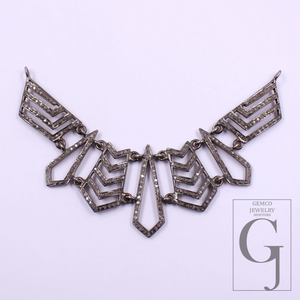 Natural Pave Diamonds Necklace Beautiful Necklace In 925 Sterling Silver Handmade Finish Diamond Necklace