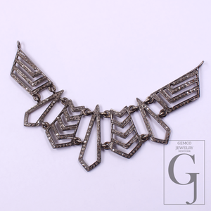 Natural Pave Diamonds Necklace Beautiful Necklace In 925 Sterling Silver Handmade Finish Diamond Necklace