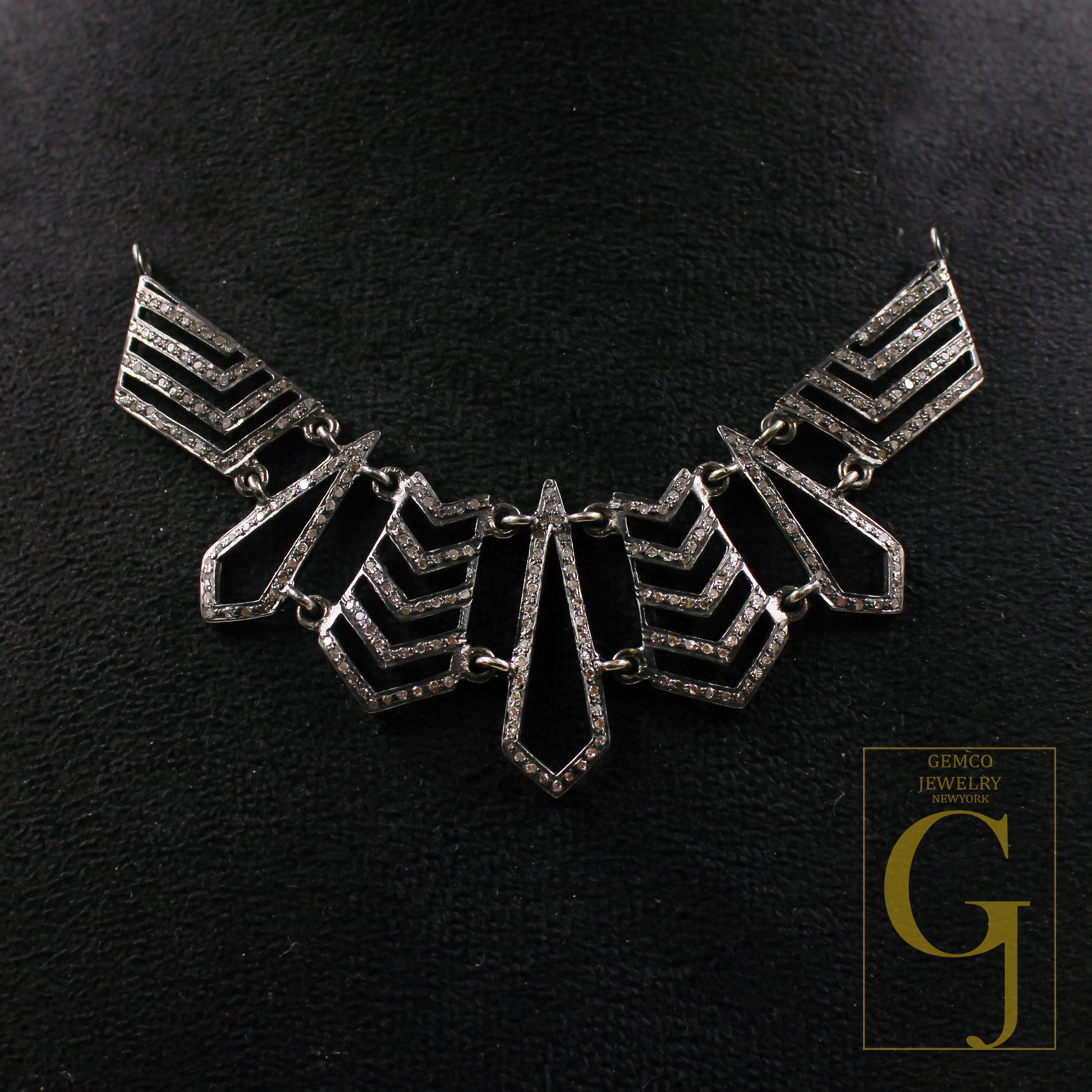 Natural Pave Diamonds Necklace Beautiful Necklace In 925 Sterling Silver Handmade Finish Diamond Necklace
