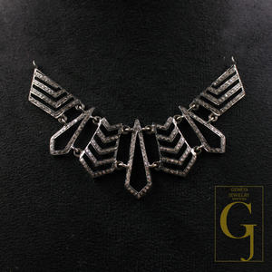 Natural Pave Diamonds Necklace Beautiful Necklace In 925 Sterling Silver Handmade Finish Diamond Necklace