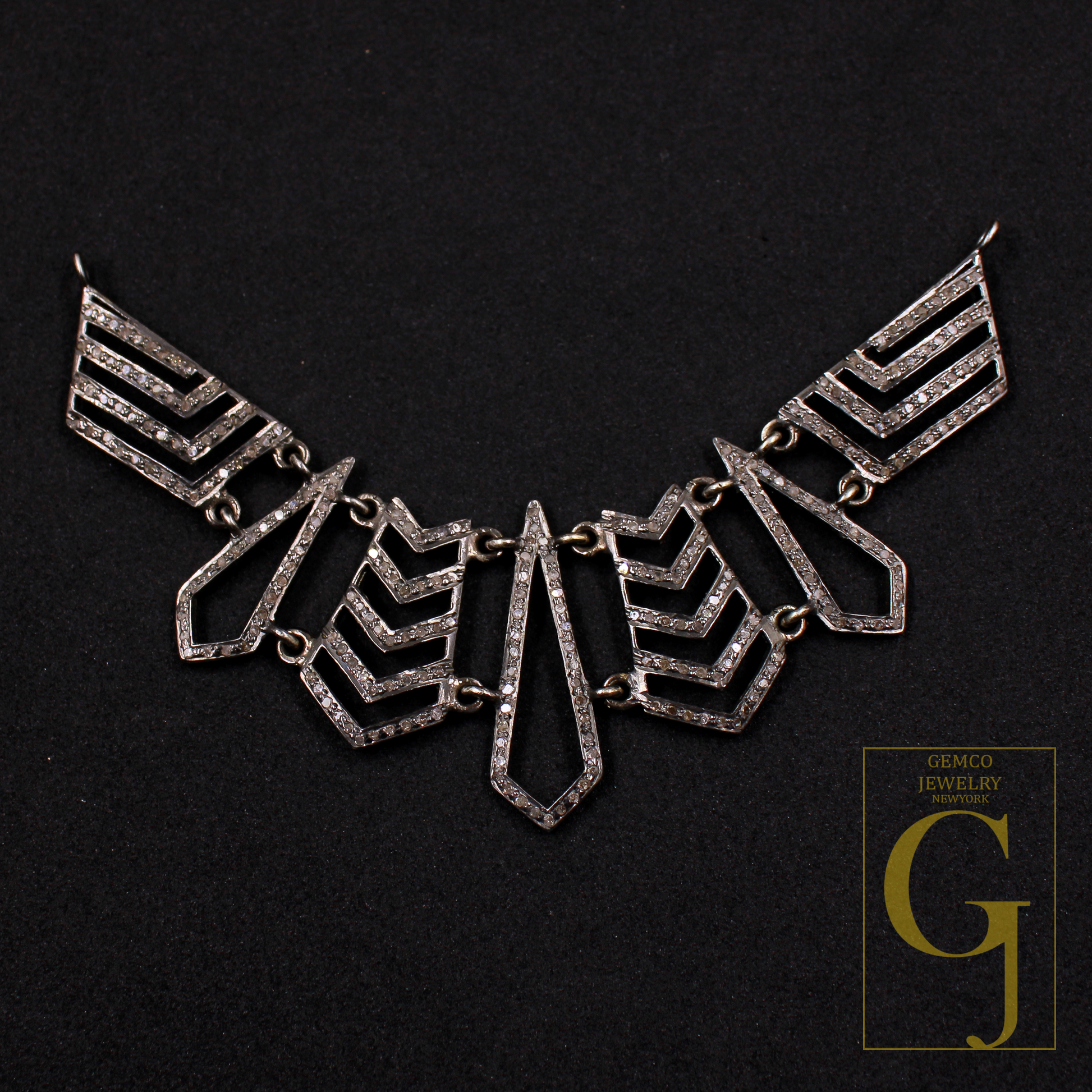 Natural Pave Diamonds Necklace Beautiful Necklace In 925 Sterling Silver Handmade Finish Diamond Necklace