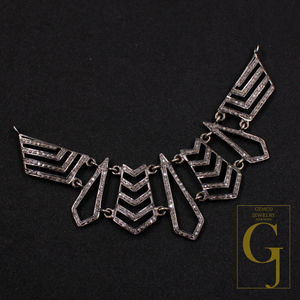 Natural Pave Diamonds Necklace Beautiful Necklace In 925 Sterling Silver Handmade Finish Diamond Necklace