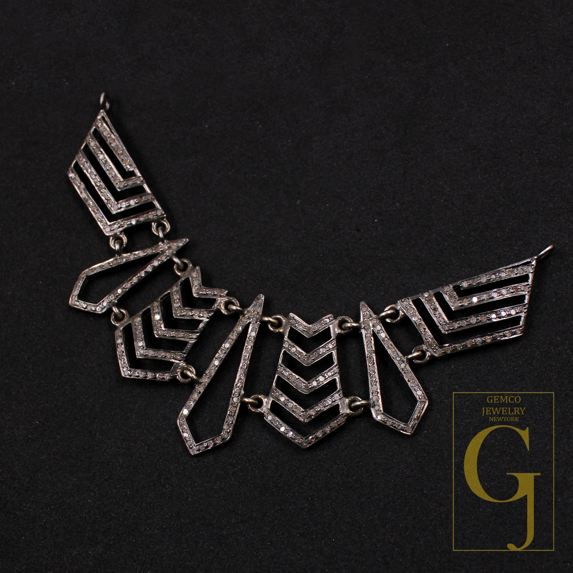 Natural Pave Diamonds Necklace Beautiful Necklace In 925 Sterling Silver Handmade Finish Diamond Necklace