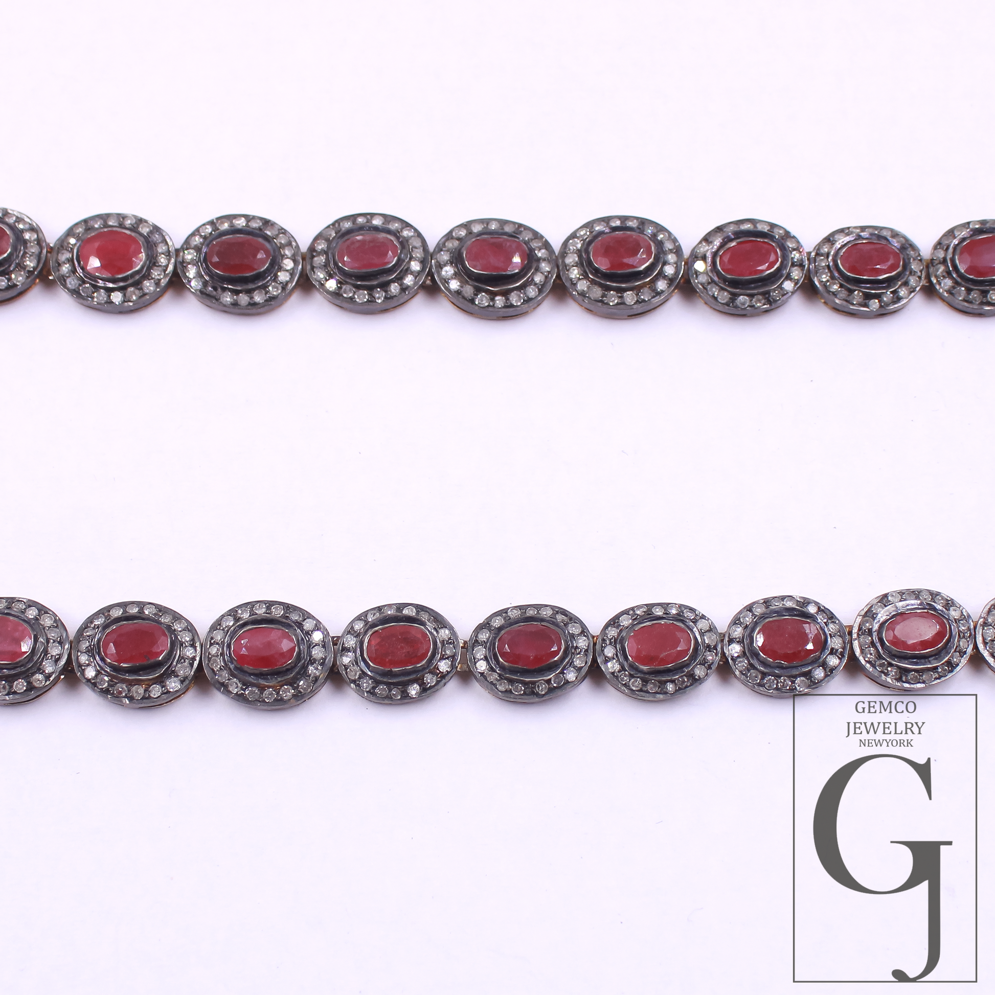 Natural Ruby & Daimond Necklace Set - 925 Sterling Silver Handmade Finish Jewelry