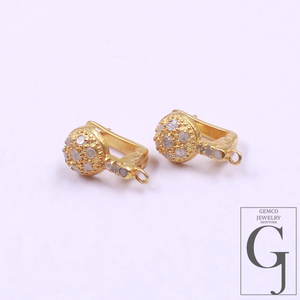 1 Pair Russian Lock Earrings Hook Rosecut Pave Diamond Earrings Supplies 925 Sterling Silver Handmade Vermeil Gold Finish Diamond Earrings