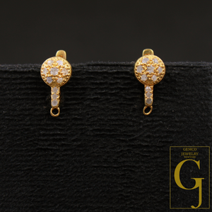 1 Pair Russian Lock Earrings Hook Rosecut Pave Diamond Earrings Supplies 925 Sterling Silver Handmade Vermeil Gold Finish Diamond Earrings