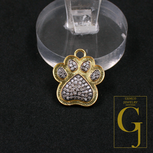 Natural Pave Diamond Dog Paw Pendant - Vermeil Gold 925 Sterling Silver Handmade Finish Diamond Pendant Gift For Her