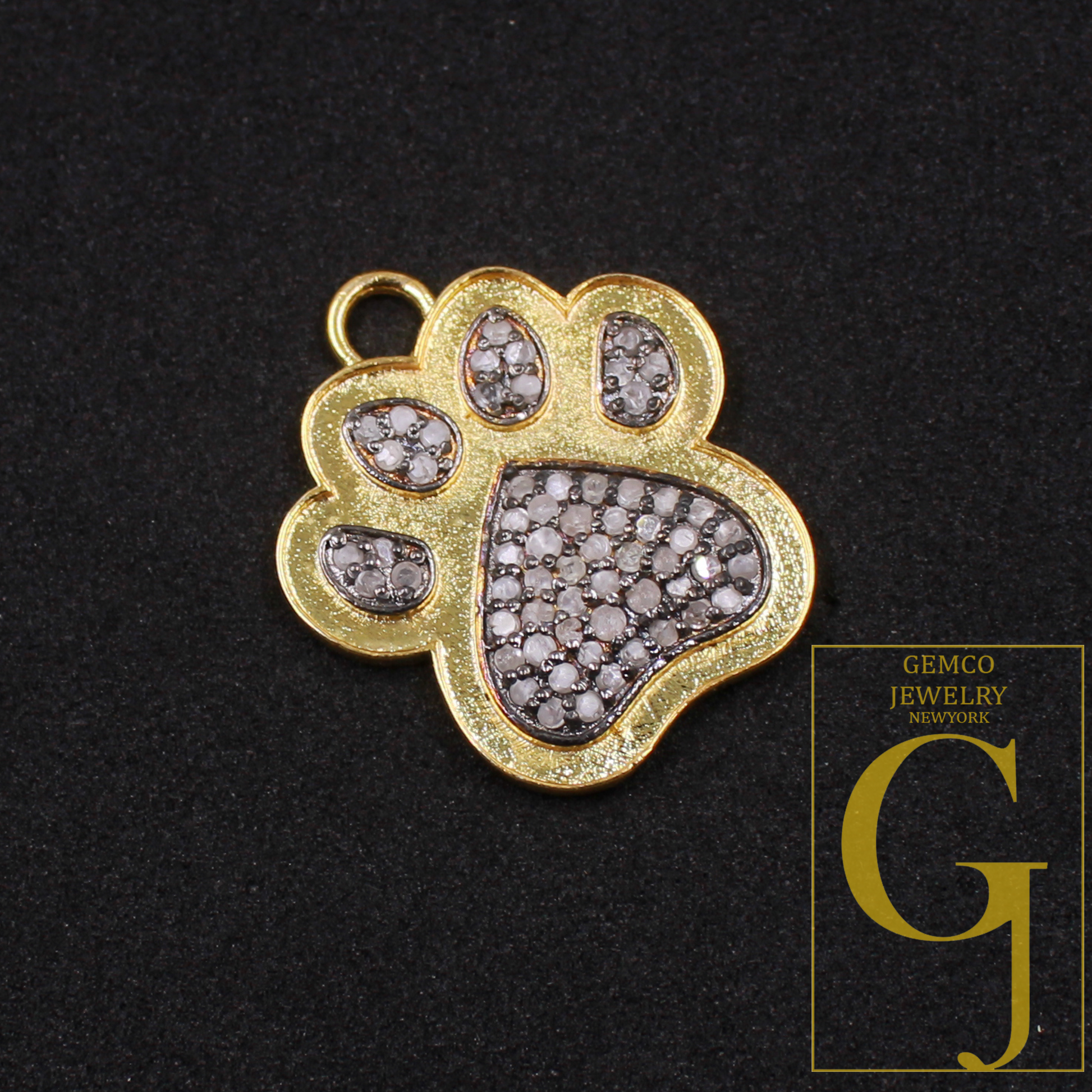 Natural Pave Diamond Dog Paw Pendant - Vermeil Gold 925 Sterling Silver Handmade Finish Diamond Pendant Gift For Her
