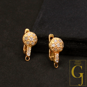 1 Pair Russian Lock Earrings Hook Rosecut Pave Diamond Earrings Supplies 925 Sterling Silver Handmade Vermeil Gold Finish Diamond Earrings