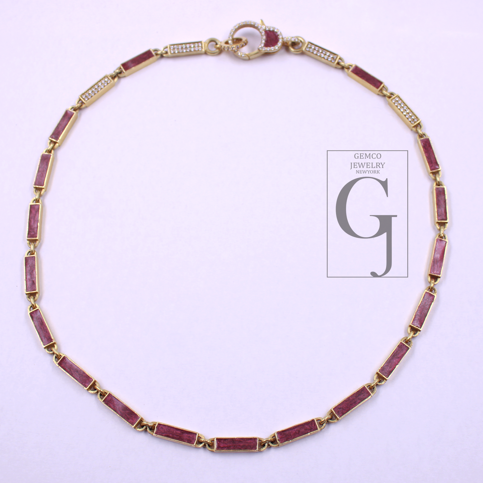 Beautiful Brown Pearl Enamel Necklace With Pave Lab Grown Diamonds - Brass Jewelry Handmade Finish