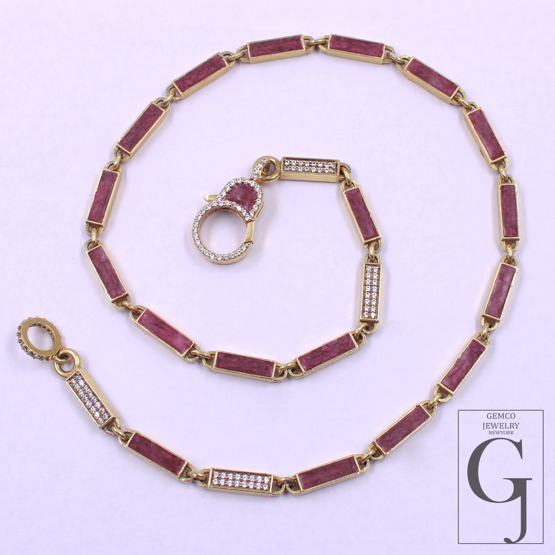 Beautiful Brown Pearl Enamel Necklace With Pave Lab Grown Diamonds - Brass Jewelry Handmade Finish