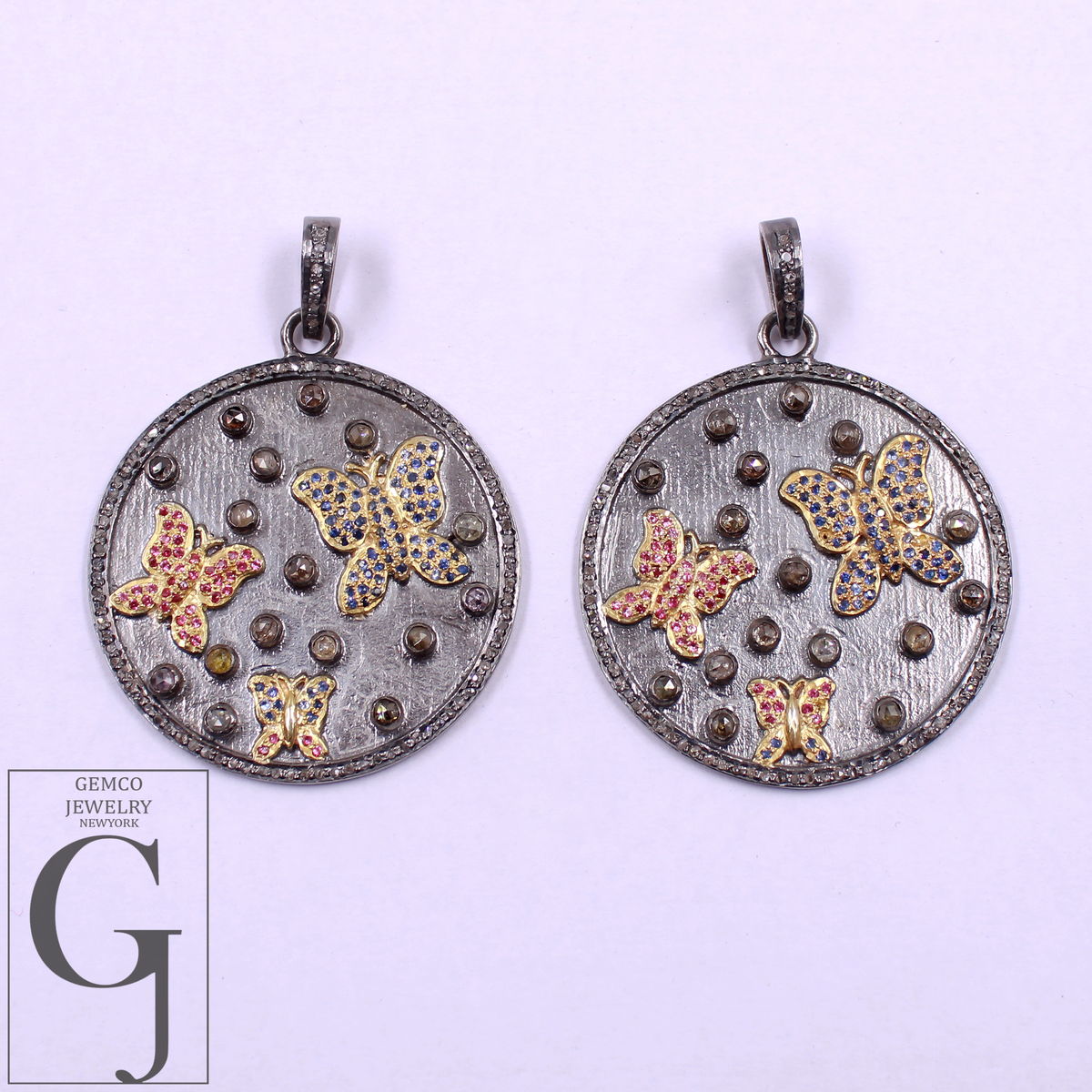 Natural Diamonds Butterfly Pendant Handmade 925 Sterling Silver Diamond Jewelry Gift For Her