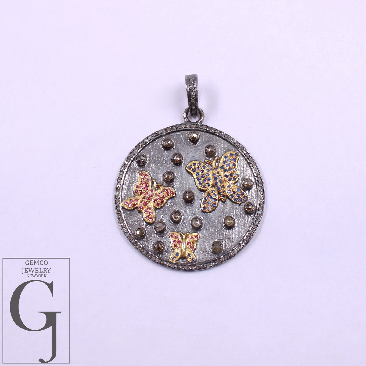 Natural Diamonds Butterfly Pendant Handmade 925 Sterling Silver Diamond Jewelry Gift For Her
