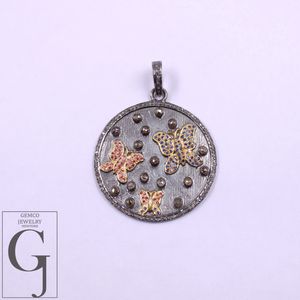 Natural Diamonds Butterfly Pendant Handmade 925 Sterling Silver Diamond Jewelry Gift For Her