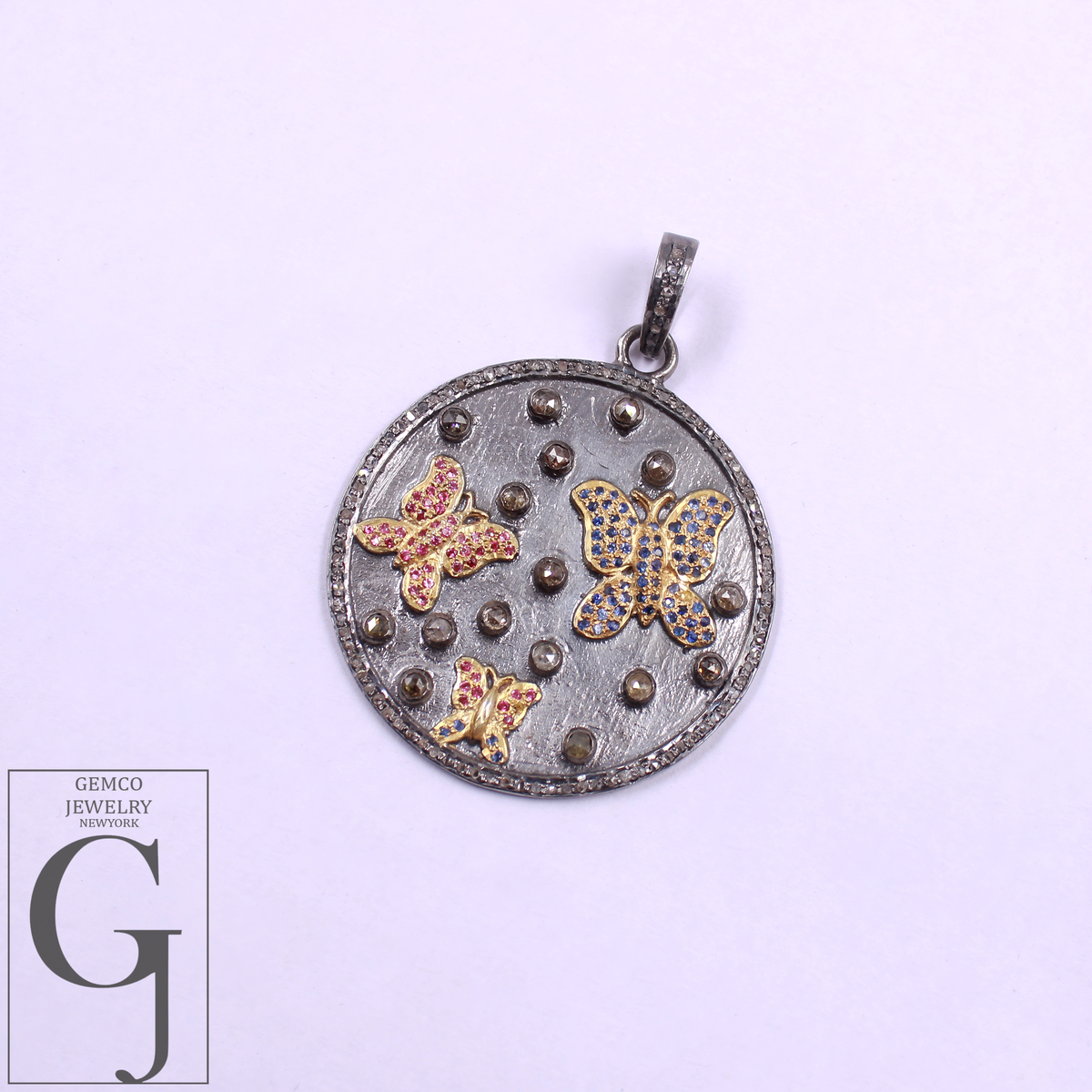 Natural Diamonds Butterfly Pendant Handmade 925 Sterling Silver Diamond Jewelry Gift For Her