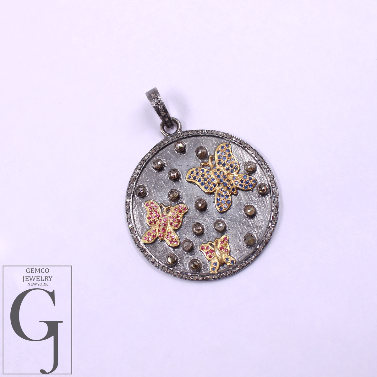 Natural Diamonds Butterfly Pendant Handmade 925 Sterling Silver Diamond Jewelry Gift For Her