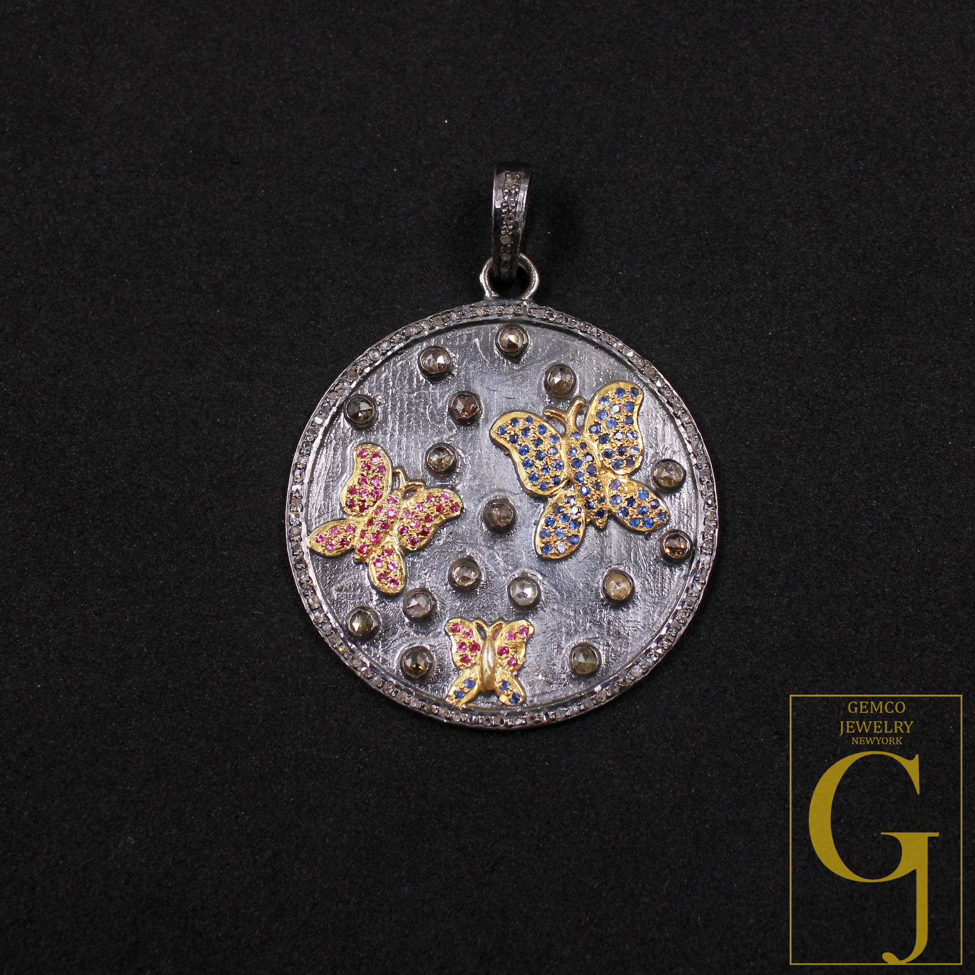 Natural Diamonds Butterfly Pendant Handmade 925 Sterling Silver Diamond Jewelry Gift For Her