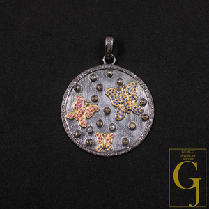 Natural Diamonds Butterfly Pendant Handmade 925 Sterling Silver Diamond Jewelry Gift For Her