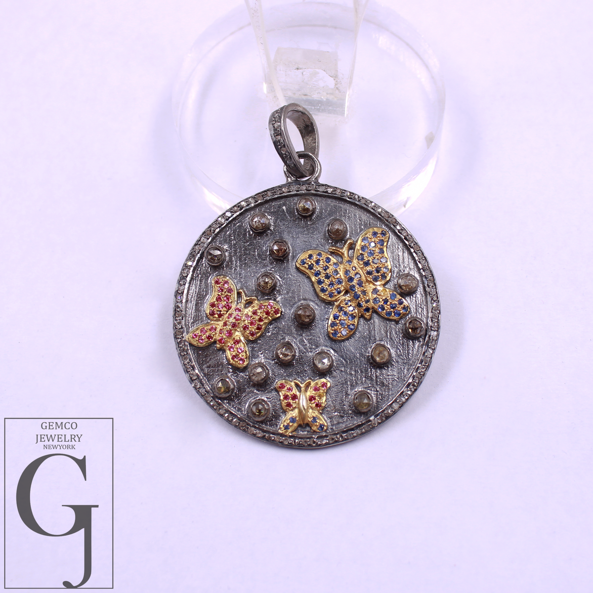 Natural Diamonds Butterfly Pendant Handmade 925 Sterling Silver Diamond Jewelry Gift For Her