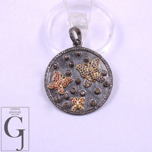 Natural Diamonds Butterfly Pendant Handmade 925 Sterling Silver Diamond Jewelry Gift For Her