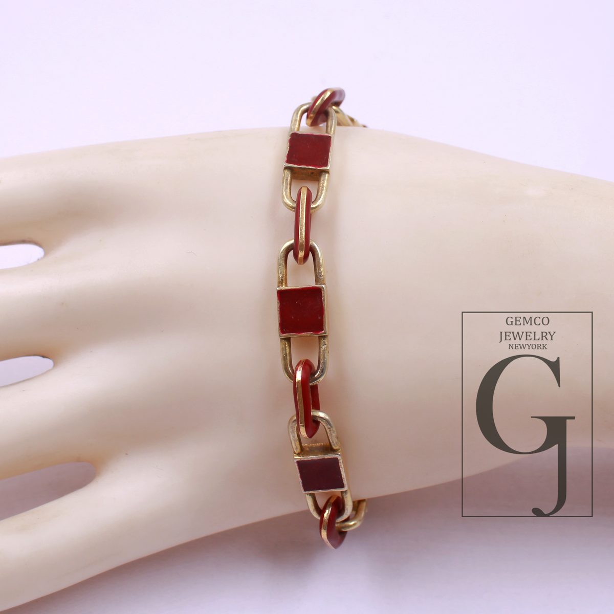 Brown Pearl Enamel Bracelet With Lab Grown Diamonds - Handmade Finish Brass Jewelry Bracelet