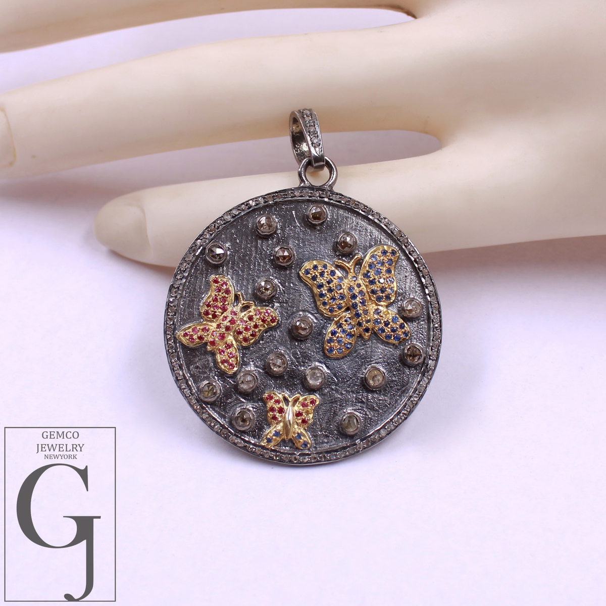 Natural Diamonds Butterfly Pendant Handmade 925 Sterling Silver Diamond Jewelry Gift For Her