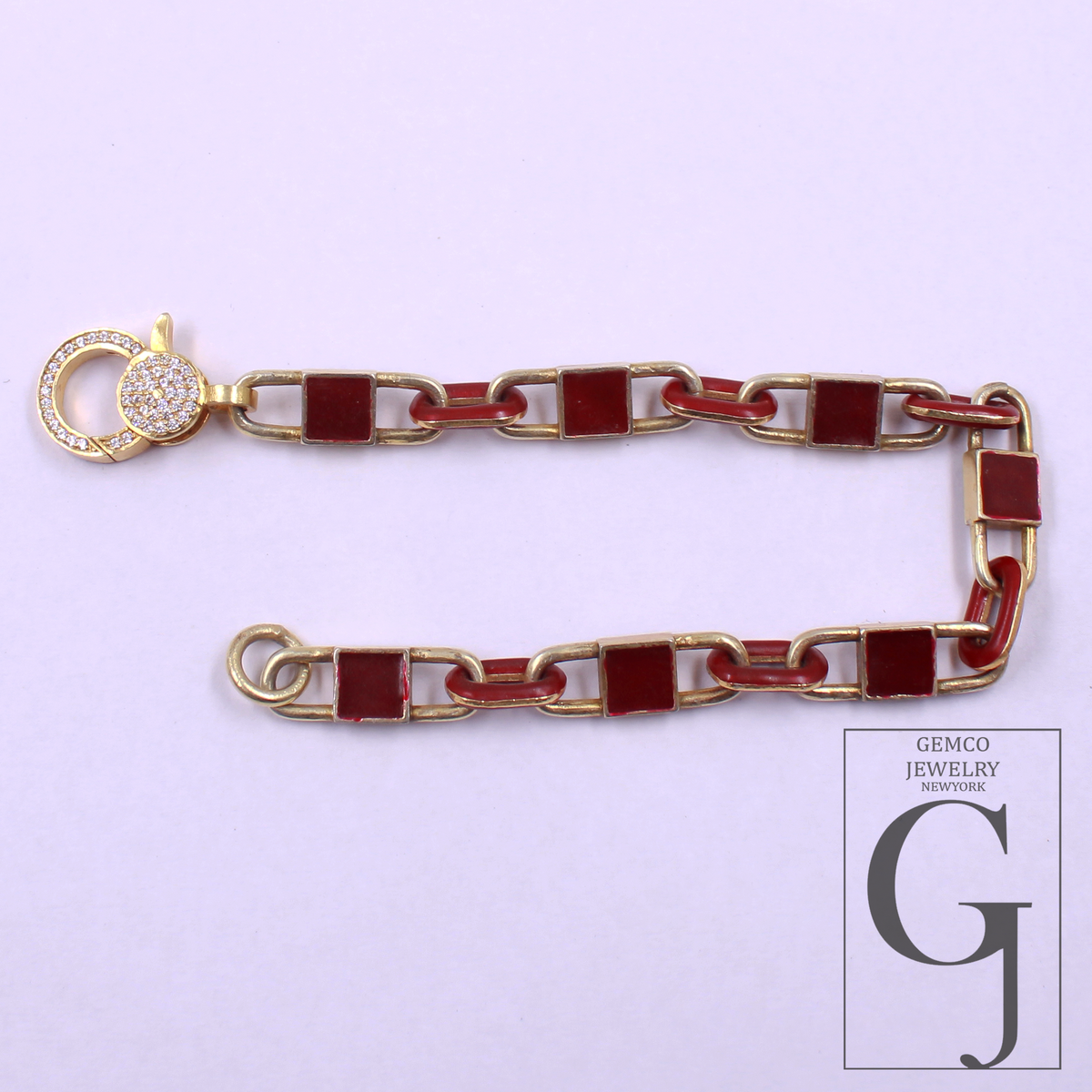 Brown Pearl Enamel Bracelet With Lab Grown Diamonds - Handmade Finish Brass Jewelry Bracelet