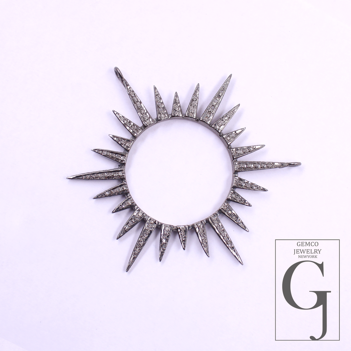 Pave Diamond Sunburst Pendant 925 Sterling Silver Pendant Handmade Diamond Pendant Beautiful Sunburst Diamond Pendant