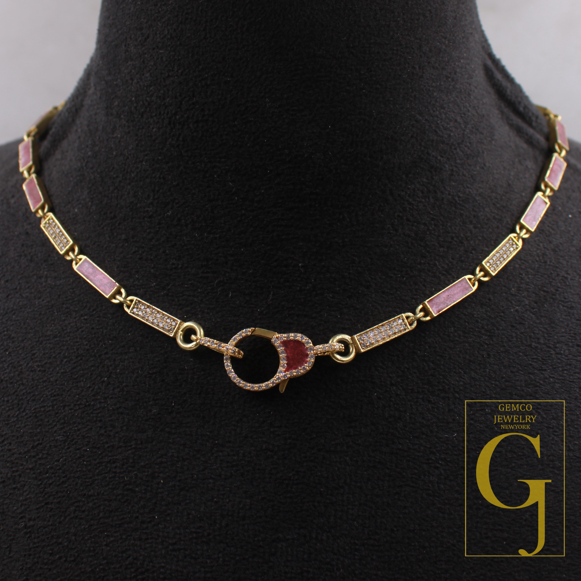 Beautiful Brown Pearl Enamel Necklace With Pave Lab Grown Diamonds - Brass Jewelry Handmade Finish