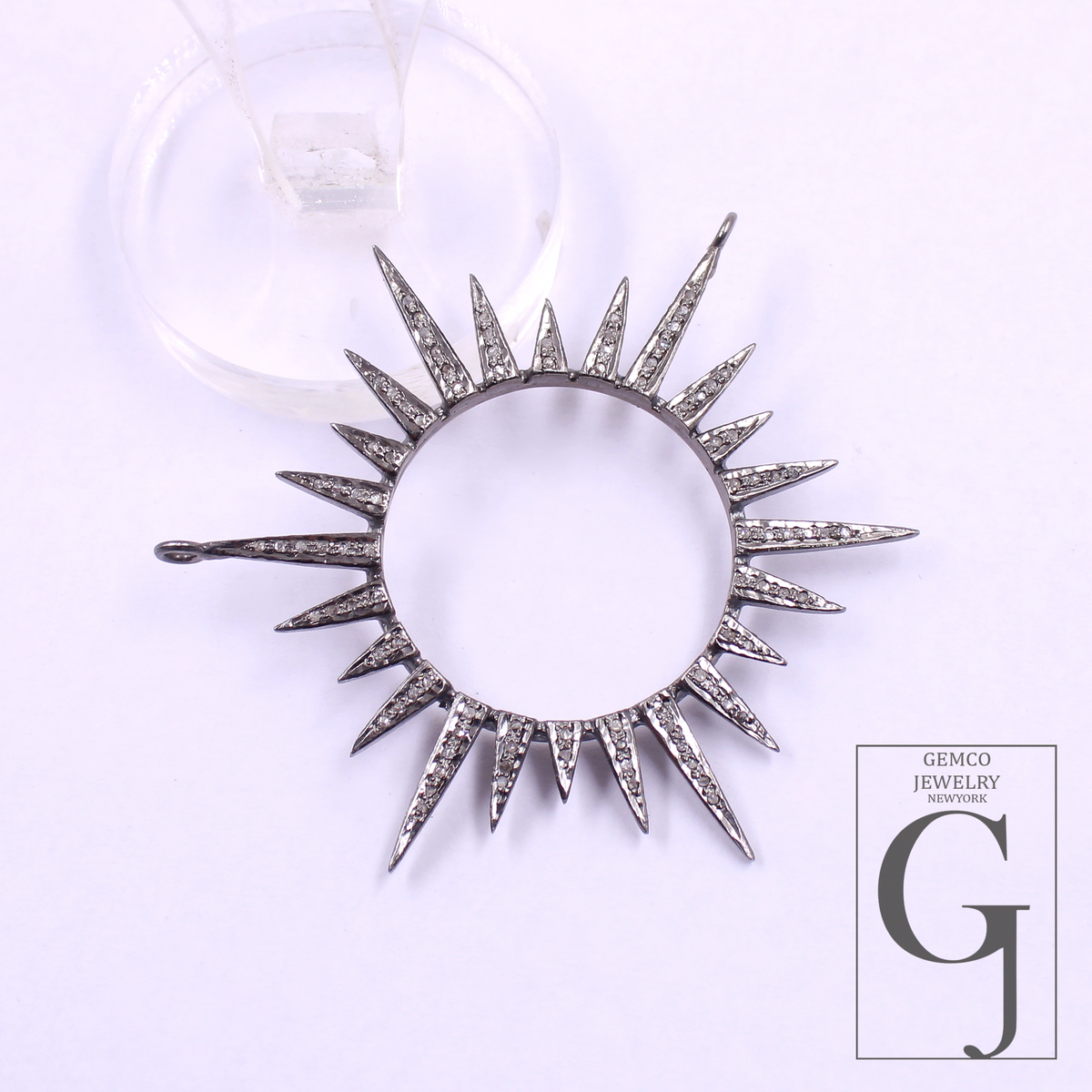 Pave Diamond Sunburst Pendant 925 Sterling Silver Pendant Handmade Diamond Pendant Beautiful Sunburst Diamond Pendant