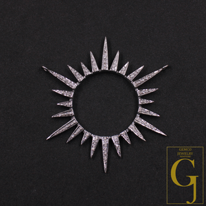 Pave Diamond Sunburst Pendant 925 Sterling Silver Pendant Handmade Diamond Pendant Beautiful Sunburst Diamond Pendant