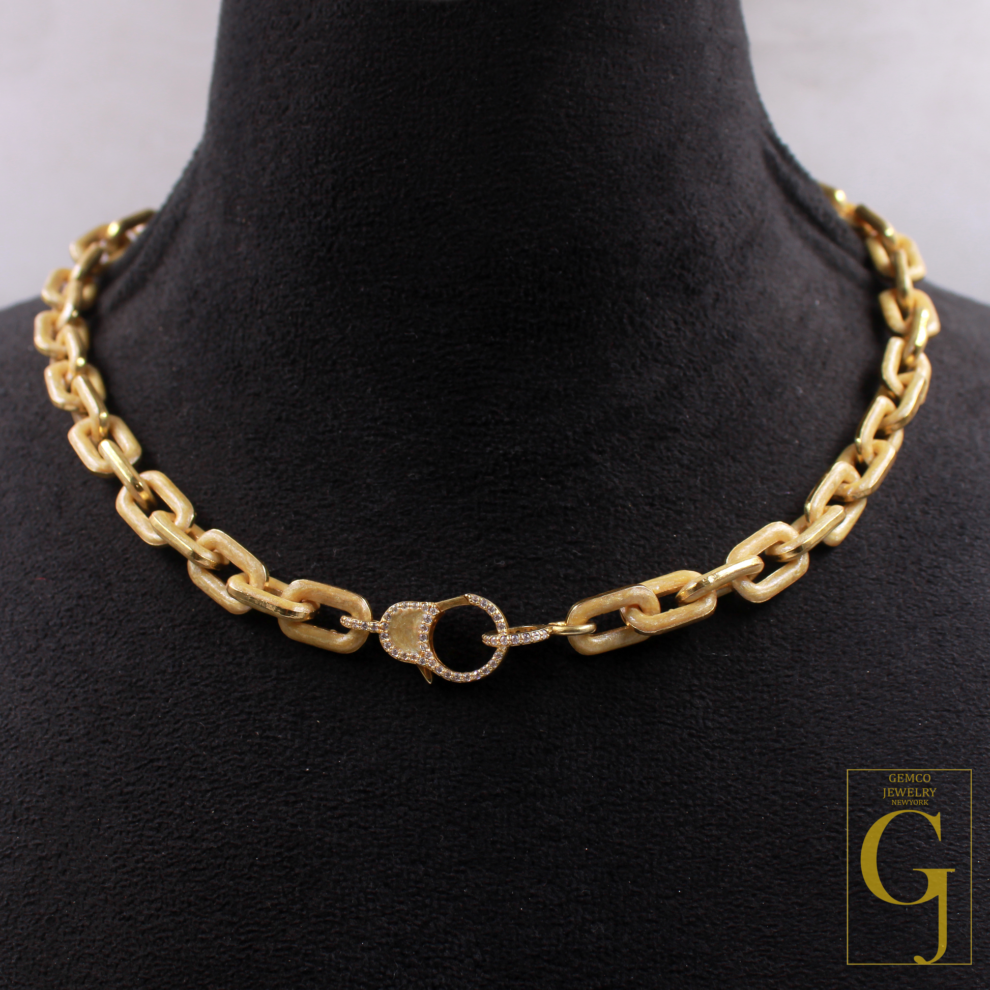 One Of A Kind Golden Pearl Enamel Necklace With Lab Grown Diamonds - Handmade Finish Brass Jewelry Necklace